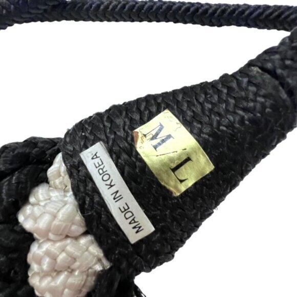 Black White Rope‎ Belt Coastal Nautical Waist Belt Preppy Boho M/L 36" - Picture 5 of 6